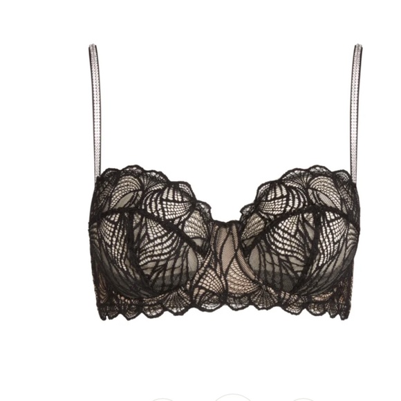 NWT- Avery Rose Swarovski Crystal Kym Bra 34C Black Lace Demi Underwire Lingerie - Picture 2 of 14